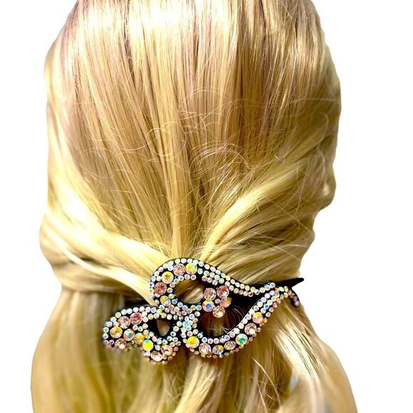 Black Hearts Glitter Rhinestone Decorative Hair Clip Accessories NEW - Picture 2 of 4